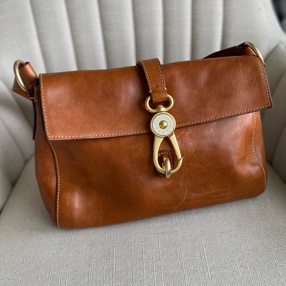 Dooney & Bourke FLORENTINE Hobo Handbag -LIBBY LEATHER INTERIOR Natural Brown